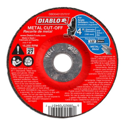 Cutting & Grinding Blades - DIABLO 4" X 1/8" Metal Cut Off Disc - Type 27