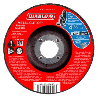 Cutting & Grinding Blades - DIABLO 4 1/2" X 1/8" Metal Cut Off Disc - Type 27