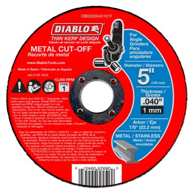 Cutting & Grinding Blades - DIABLO 5" X 0.040" Metal Cut Off Disc - Thin Kerf