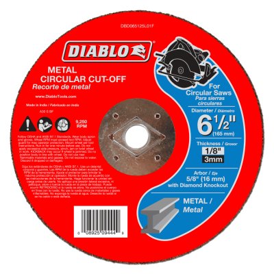 Cutting & Grinding Blades - DIABLO 6 1/2" X 1/8" Metal Circular Cut-Off Disc