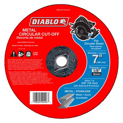 Cutting & Grinding Blades - DIABLO 7" X 1/8" Metal Circular Cut-Off Disc