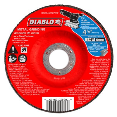 Cutting & Grinding Blades - DIABLO 4 1/2" X 1/4" Metal Grinding Disc - Type 27