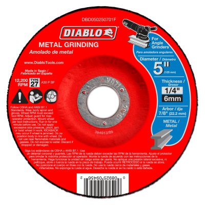 Cutting & Grinding Blades - DIABLO 5" X 1/4" Metal Grinding Disc - Type 27