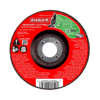 Cutting & Grinding Blades - DIABLO 4" X 1/8" Masonry Cut Off Disc - Type 27
