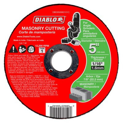 DIABLO 5" X 1/16" Masonry Cut Off Disc - Type 1