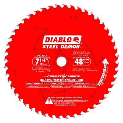 Cutting & Grinding Blades - DIABLO 7 1/4 in. x 48 Tooth Cermet Metal and Stainless Steel Cutting Saw Blade