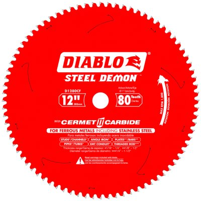 Cutting & Grinding Blades - DIABLO 12 in. x 80 Tooth Cermet Metal and Stainless Steel Cutting Saw Blade