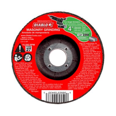 Cutting & Grinding Blades - DIABLO 4" X 1/4" Masonry Grinding Disc - Type 27
