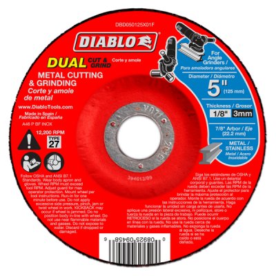Cutting & Grinding Blades - DIABLO 5" X 1/8" Metal Dual Cut & Grind Disc - Type 27