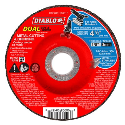 Cutting & Grinding Blades - DIABLO 4 1/2" Metal Dual Cut & Grind Disc - Type 27
