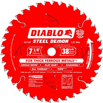 Cutting & Grinding Blades - DIABLO 7 1/4 in. x 38 Tooth Cermet Metal and Stainless Steel Cutting Saw Blade