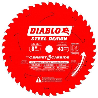 Cutting & Grinding Blades - DIABLO 8 in. x 42 Tooth Cermet Metal and Stainless Steel Cutting Saw Blade